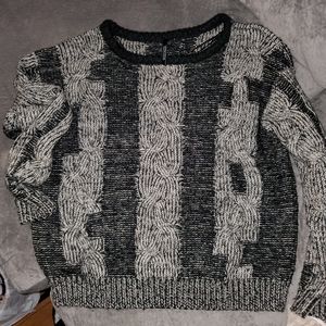 Grey and charcoal broken cable knit sweater
